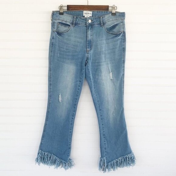 For The Republic Denim Frayed Ankle Jeans - Picture 1 of 13
